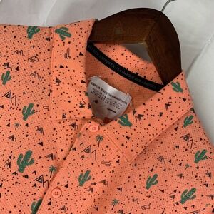 Adidas‎ Adicross Golf Shirt Desert Cactus Print Coral Fusion HS3208 Men Size S